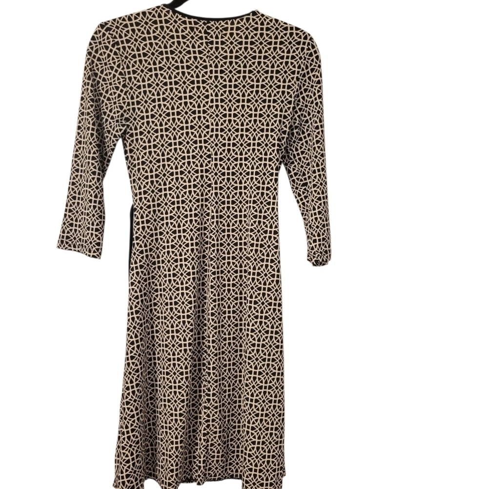 City Triangles Womens Black And Cream Babydoll V-Neck Wrap Dress. Office Sz M - Picture 4 of 10